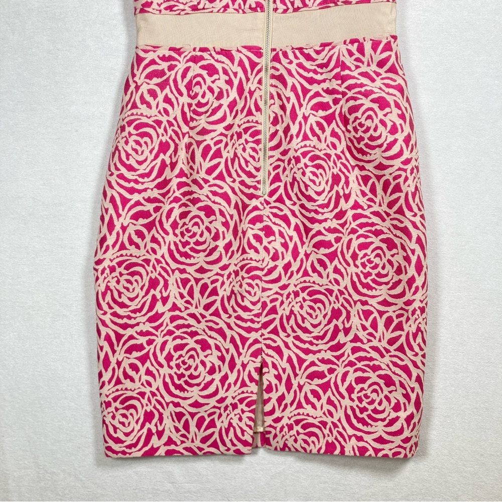 Maggy London Women’s Sheath Dress V-Neck Sleeveless Pink White Back Zipper Sz 2 - Picture 7 of 12